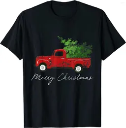Heren t shirts vintage wagen kerstboom op auto pure katoenen shirt mannen casual short mouw tees tops drop