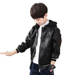 Джакеки из кожаная весенняя осенняя куртка для мальчика, корейская версия, модная одежда в западном стиле повседневная красивая детская одежда 230310