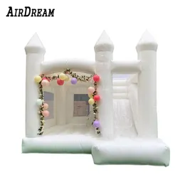 3.5/4/4.5M Full PVC White Bounce House jumper Matrimonio Gonfiabile Gonfiabile con scivolo Castello Gonfiabile Air Bouncer Combo salto Per Bambini Adulti inclusi ventilatore nave libera