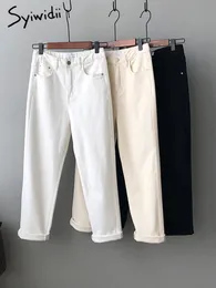 Dżinsy damskie Syiwidii ​​Białe dżinsy dla kobiet czarne mamo dżinsy dżinsowe spodnie bawełniane vintage streetwear wiosna letnia moda 230310
