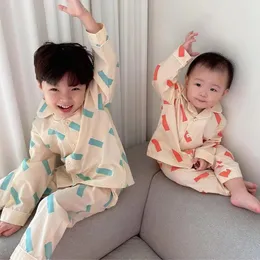 Pajamas Children Clothing Pajamas Pajamas Boys and Girls Spring and Autumn Cotton Suged Set Longed Set Kids Disual Homeary 230310