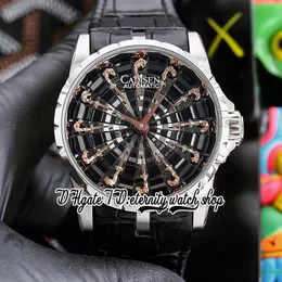 RRF Excalibur RFDBEX0785 Mens relógio Cavaleiro da Tabela Redonda IV A21J Automático 45mm 316L Caixa de aço inoxidável Diamantes Diamantes Black Leather Strap Eternity Watches