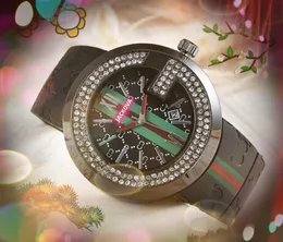 Famous Luxury Fashion Crystal Diamonds Men Watches Women Quartz Movement Large dial Rubber Fabric Belt Watch Gifts wholesale Price