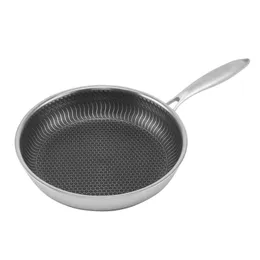 Pans Nonstick Frying Pan 11 Inch Stainless Steel Uncoated No-Stick Light Oily Fume Steak For Kitchen