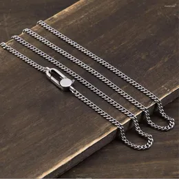 Ketten Thai Silber Klassische Retro Sattelkette Halsketten Für Männer Frauen S925 Sterling Lange Kreuz Feine Schmuck
