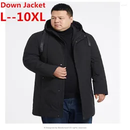 メンズダウン6xlプラス10xl 5xl 8xlフード付きデタッチ可能なスタイリッシュなブランド濃い暖かいロシア冬のジャケットメンズウィンドプルーフ-40度