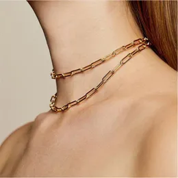 Chains Rectangle Link Chain Necklace Paperclip Gold Layering Choker Collar Oval Elongated FashionChains