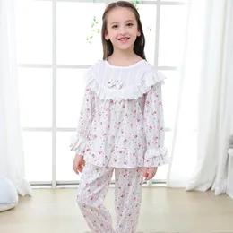 Pyjamas 2-16y Brand Baby Girls Pyjamas Cotton Princess Print Sleepwear Children Long Sleeve Tops Pants 2st Set Home Clothes Teens 230310