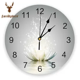 Wall Clocks Flower Abstract Lotus PVC Wall Clock Modern Design Home Decor Bedroom Silent Oclock Watch Wall For Living Room 230310