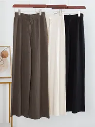 Pantaloni da donna Capris Sumuyoo addensati pantaloni a gamba larga lavorati a maglia donna inverno chic pantaloni larghi a righe Femme casual pantaloni a figura intera caldi maglione 230310