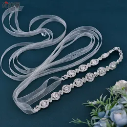 Zapasy imprezowe YouLapan Rhinestone Bridal Belt Slim Błyszcząca suknia ślubna okładka Silver Alloy Diamond Taist Saile S307