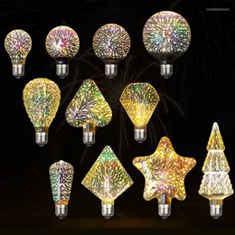AC85V-265V Universal E27 3D Bulbos de néon LED Fireworks Bulb Bulb Home Decoration Night Lights Party Bar Atmosfera