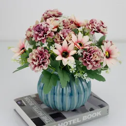 Dekoratif Çiçekler Yapay 25cm İpek Hydrangea, DIY Düğün Gelin Buket Partisi Ofis Ev Masa Centerpieces Fabrikası