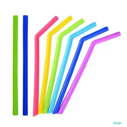 25cm Colorful Silicone Straws For Cups Food Grade Silicone Straight Bent Straws For Bar Home Fruit Juice Drinking Straws 14 Colors