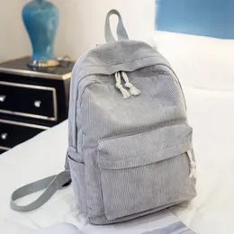 学校のバックバックパックコーデュロイバッグパックソフトバックソリッドファッションハンドルMochilas Mujer Escolar Rucksack for Girls230310