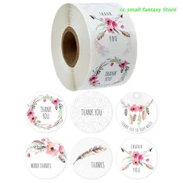 Present Wrap 500st/Roll 6 Styles Flower Tack klistermärken för julklippsbokning Förpackning Tätningsetiketter