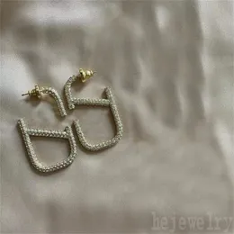 Wedding plated gold earrings for woman shinning diamonds engagement double letter v luxury studs jewelry designer earring couple unique ZB031 E23