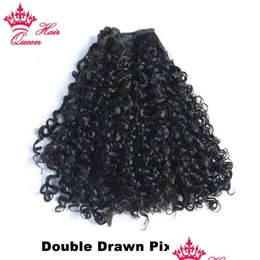 髪の毛はダブルDNピクシーカールブラジルの巻き毛の織りバージン波の波100未処理の横糸拡張天然ブラックドロップD DH0TP