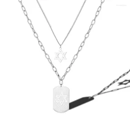 Pendant Necklaces Hip Hop Stylish Fashion Unisex Jewelry Titanium Steel Double Layered Sweater Chain Hexagram Necklace