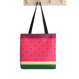 Bolsas de compras Shoppper Watermelon Fruit Pressado Tote Bag Women Women Harajuku Bolsa Girl ombro Lady Lady Canvas