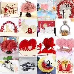 Carte regalo 3D Pop UP Invito a nozze Biglietti d'auguri San Valentino Amanti Carta regalo Fiore per fidanzata Insegnante Mather Day Commercio all'ingrosso Z0310