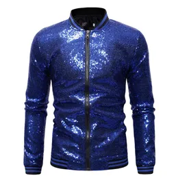 Royal Blue Sequin Nightclub Jacket Men 2019 Autumn New Streetwear Mens Sequins Jackets and Coats Baseball Bomber Jacket Male4171460