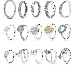 925 libras Silver New Fashion Charm para Pandora 2023 Blooming Flor Fours Bright Halo Série Casal Ring Ring