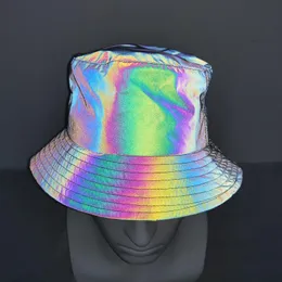 Autumn and Winter Iridescent Reflective Bucket Hat with Hip Hop and Casual Style Night Fishing Hats