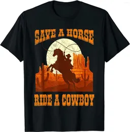 Herr t-skjortor räddar en häst rida cowboy o-hals bomullsskjorta män avslappnad kort ärm tees toppar harajuku