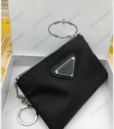 Moedas Porta-moedas Luxo Designer Chaveiro Nylon Bolsa Lona Homens Mulheres Mini Carteiras Chaveiros Bolsa Bolso Preto com Zíper Chaveiros Amantes Porta-cartões Chaveiro 031023H