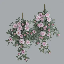 장식용 꽃 1 줄 아름다운 인공 장미 가벼운 꽃 섬세한 추가 로맨스 신선한 유지 시뮬레이션