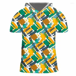 Herrar t shirts ifpd eu size mode huva t-shirt 3d tryck färgfärg mönster t-shirt unisex man/kvinnor kort ärm toppar hiphop