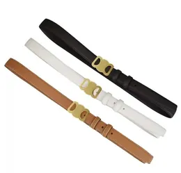 Fashion Smooth Buckle Belt Retro Design Thin Waist Belts for Men Womens Width 2.5CM Genuine Cowhide 4 Color 90-115cm