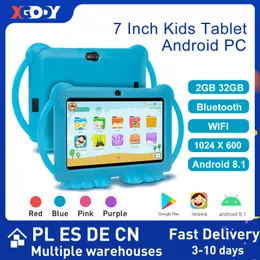 Xgody 7 Zoll Android Kids Tablet PC für die Studie Ausbildung 32 GB ROM Quad Core WiFi OTG 1024x600 Kindertabletten mit Tablet Fall