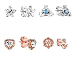 925 pund silver Ny modecharm för Pandora 2023 Ny Ny Noble Heart Pumpkin Car Series Temperament Earrings