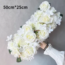 Украшение вечеринки DIY Свадебная цветочная стена Расположение поставки шелковая пион белая роза искусственное отделение ряда