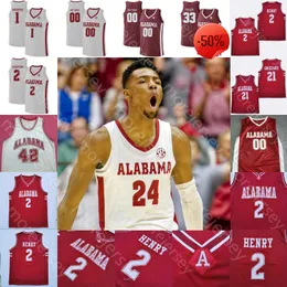 Camisa de basquete do Alabama Ncaa College Sexton Brandon Miller Mark Sears Noah Clowney Nimari Burnett Jad Bradley Jahvon Quinerly