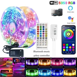 LED Strips WIFI Controller Dimmable LED Strip Lights 5-30M DC12V Waterproof Diode Bluetooth RGB Tape 5050 10 15 20meter Flexible Lighting J230308