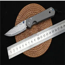작은 Sebenza 21 Chris Reeve Pocket Knife Survival Hunt Damascus Folding Blade Titanium 손잡이 야외 캠핑 EDC Knivesfor Gift 220U