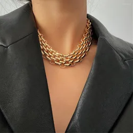 Kedjor punk chunky kubansk tjock kedja halsband för kvinnor manlig design vriden akryl leopard tryck choker uttalande smycken