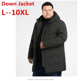 Men's Down 6XL Plus 10XL 9XL 8XL Russian Winter Men Brand Clothing Top Quality Long Warm Thick 90% White Duck Jacket Male