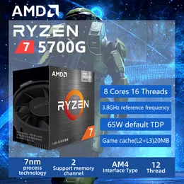 AMD RYZEN 7 5700G R7 5700G 3,8 GHz åtta-kärnor 16-thrå 65W CPU-processor L3 = 16m 100-000000263 Socket AM4 NYTT och har fan