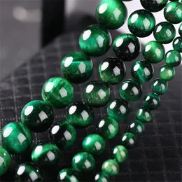 Perline moda 4/6/8/10 mm occhio di tigre verde rotondo fai da te perline allentate per la realizzazione di braccialetti di gioielli