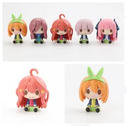 Anime Manga 5 PCSSet Quintesencessent Quintuplets 45 cm Mini Anime Girl Figure Kazuhana Nino Miku Nakano Shika May Figurines 230309