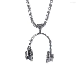 Anhänger Halsketten antike Titan -Stahlkette Halskette Männlich Hip Hop Rock Nachtclub weibliche Domineering große Kopfhörerlegierung