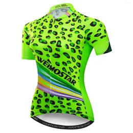 Jackets de corrida WeimoStar Womens Cycling Jersey Bike Shirts Manga curta com bolsos Bicycle Bicking Tops Summer Breathable