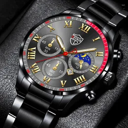 WRISTWATCHES Fashion Mens Sport Horloges Voor Mannen Business Rvs Quartz Horloge Kalender Lichtgevende Klok Man Casual Lederen