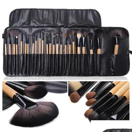 Makeup Brushes Wholesale Cosmetics Presentpåse med 24 st borste set Professional Eyebrow Powder Foundation Shadows Pinceaux Make Up Too DHW1X