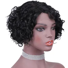 Human Hair Lace Front Bob peruca para mulheres negras T parte pixie cortada curta curta peruana virgem sem gluefis