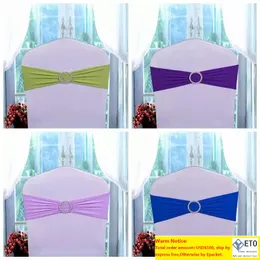 Wedding Chair Cover Sash Bands Elastic Bow Tie Wedding Party Birthday Chair Buckle Sashes Bowknot Decoration Chair Sashes